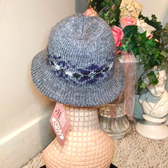 Vintage 1970-80's NWT Aris Cappello Collection Fair Isle Sweater Knit Hat - Picture 5 of 13
